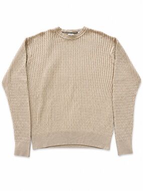 Alex Cannon Men's Medium 100% Cotton Yellow Cable Knit Pullover Sweater Preppy